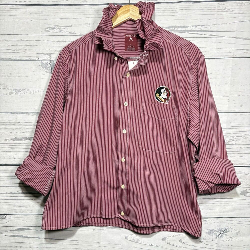 Florida State Seminoles Upcycled Large Shirt Ruffle Collar Preppy Feminine NWT